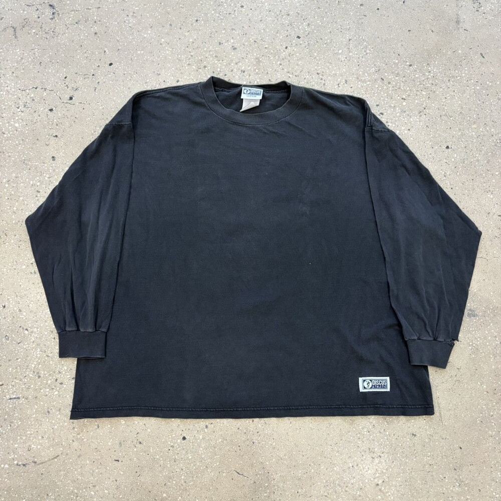 Vintage 90s Discus Athletic Black Cotton Blank T-Shirt